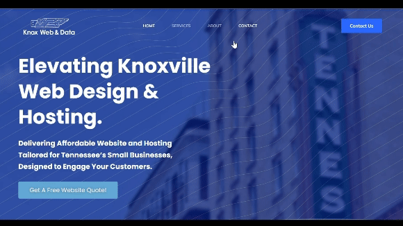 a short gif of the Knox Web & Data website being scrolled through with the designed logo in the top-left corner