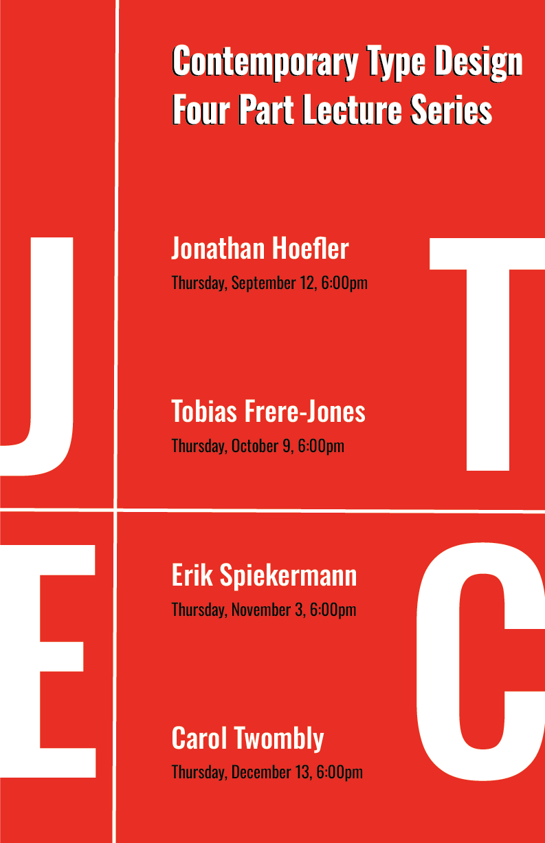 group poster for a lecture series in red